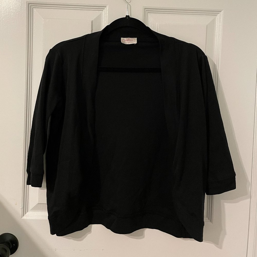 Black Crop 3/4 Open Cardigan